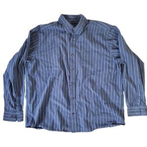 Eddie Bauer Mens Relaxed Fit Blue Striped Button-Up Shirt Size XL Cotton‎ Office